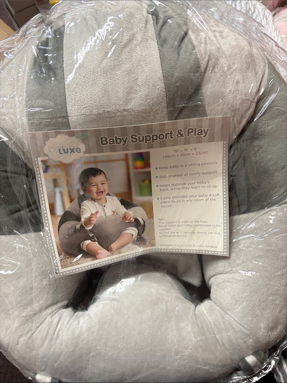 Luxe Baby Support & Play Cushion - Gray and Dark Gray